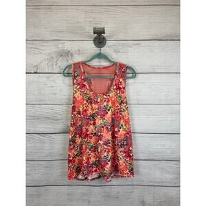 Cato Active Plus Size Coral Floral Mesh Back Tank Top Size 22/24W